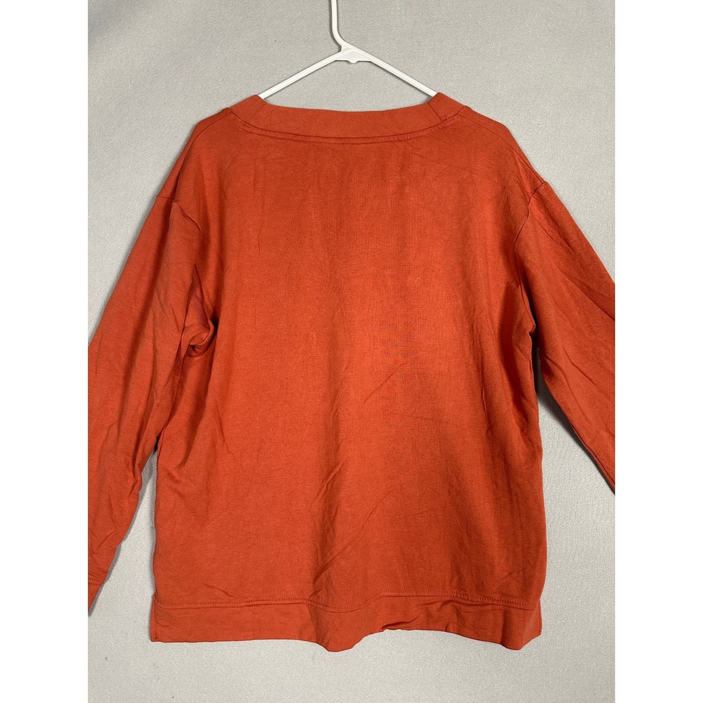Orvis Sweatshirt Womens Large Classic Collection Burnt Orange Fleece Stretch EUC